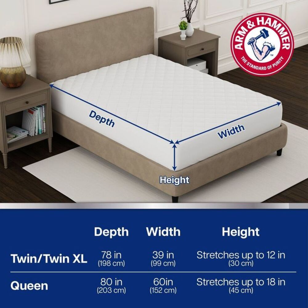 Open Box - Arm & Hammer -  Queen Supreme Loft Mattress Pad White - Picture 6 of 6